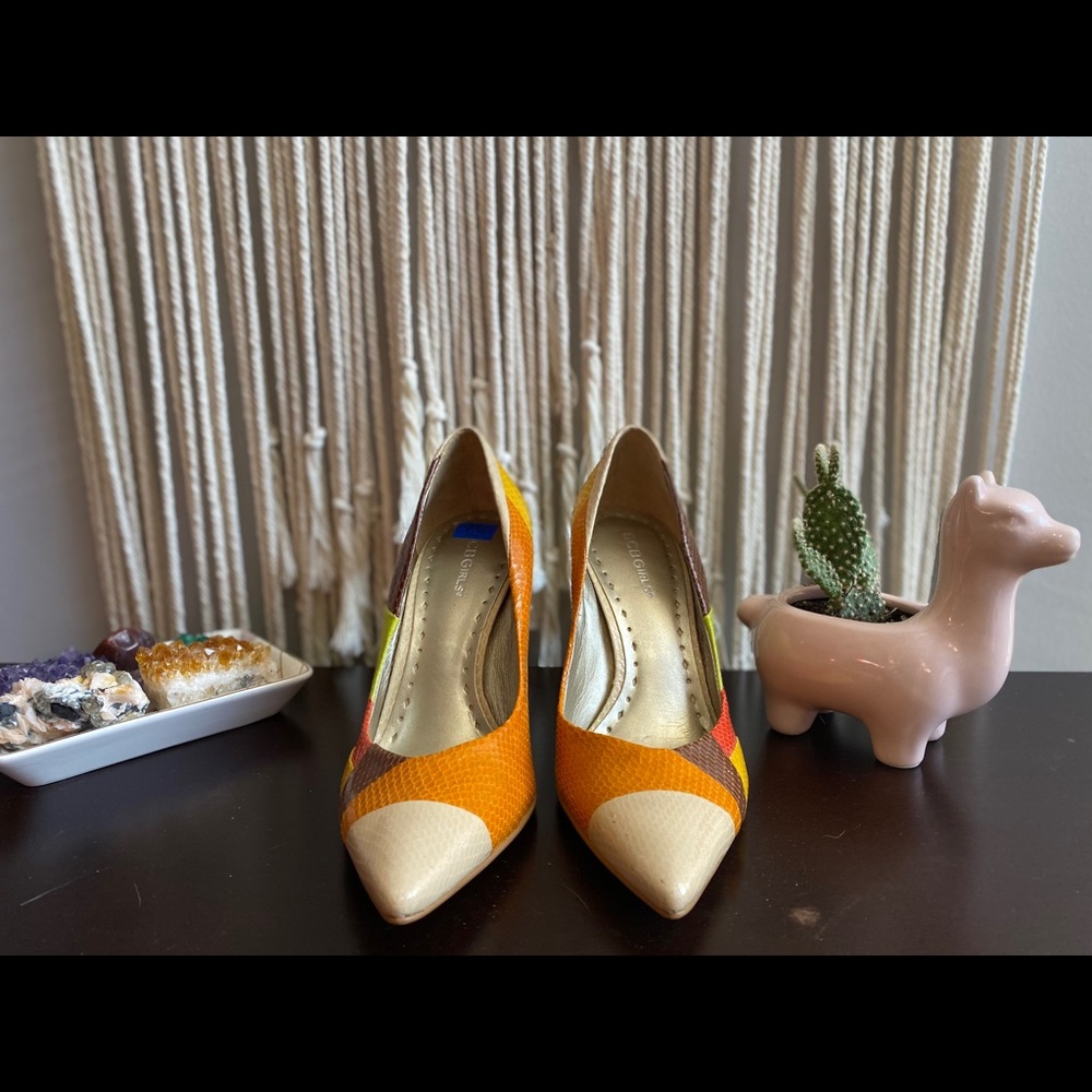 MCM BCBGirls heels in fun funky colors